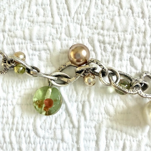 Chico’s Antiqued Silver Tone Baubles & Pearls Whimsy Charm Bracelet - Picture 6 of 9